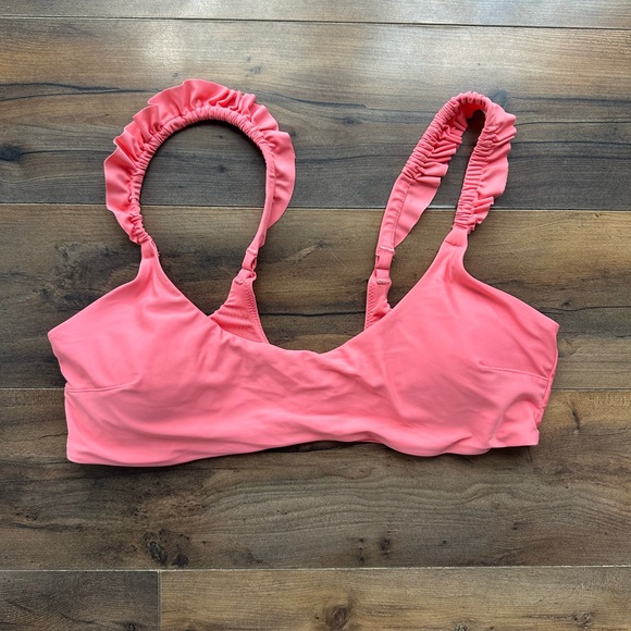 aerie Other - Aerie Neon Coral Ruffle Strap Bikini Top XL Scoop Bralette